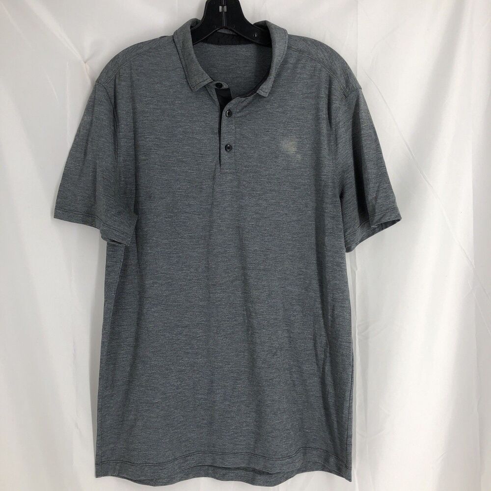 Lululemon Polo Shirt Mens Medium Short Sleeve Button Performance Athletic Top